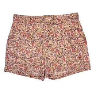 Magnolia Grace Paisley Pattern Linen Blend Pink & Blue‎ Casual Shorts Size 6